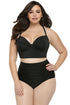 Sexy Seamed Bikini Top Ruched High Waist Bottom Plus Swimwear